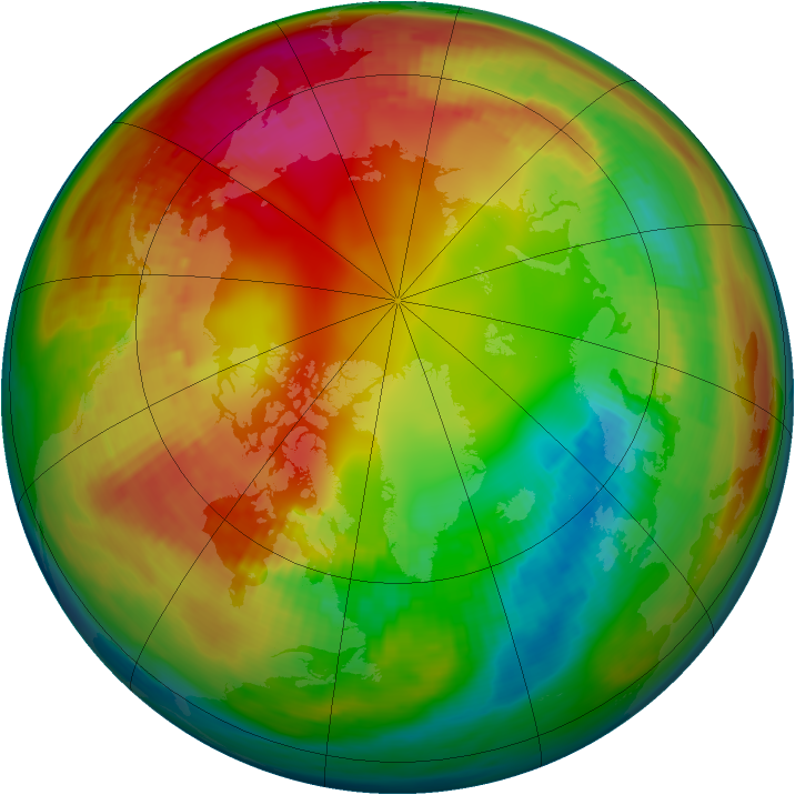 Arctic ozone map for 31 January 1981